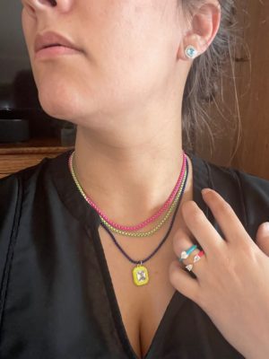 "The Madelyn" - Enamel Box Chain Necklace